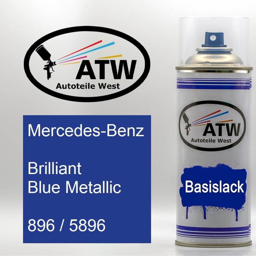 Mercedes-Benz, Brilliant Blue Metallic, 896 / 5896: 400ml Sprühdose, von ATW Autoteile West.